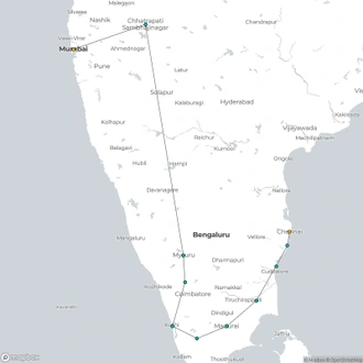 tourhub | Le Passage to India | 17 Days India Drávida (India Dravid), Private Tour | Tour Map