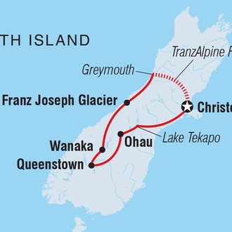 tourhub | Intrepid Travel | New Zealand Southern Pioneer | Tour Map