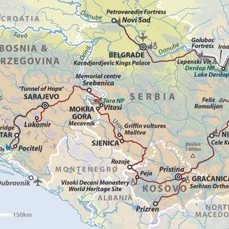 tourhub | Wild Frontiers | Into The Balkans: Serbia, Kosovo, Bosnia & Herzegovina | Tour Map