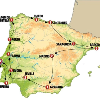 tourhub | Europamundo | Iberian Circuit (Without Alhambra) | Tour Map