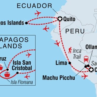 tourhub | Intrepid Travel | Galapagos & Inca Trail Adventure | Tour Map