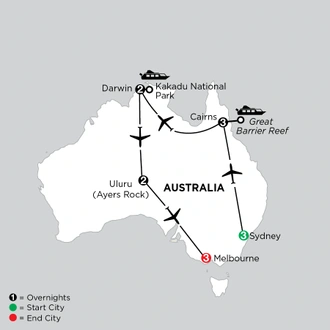 tourhub | Globus | Independent Wonders of Australia | Tour Map