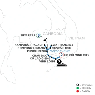 tourhub | Avalon Waterways | Fascinating Vietnam, Cambodia & the Mekong River (Southbound) (Saigon) | Tour Map