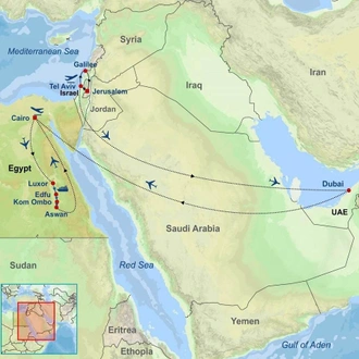 tourhub | Indus Travels | Highlights of Israel, Dubai and Egypt | Tour Map