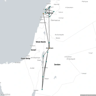 tourhub | Encounters Travel | Jordan & Lebanon Express | Tour Map