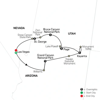 tourhub | Cosmos | Highlights of the Canyonlands | Tour Map
