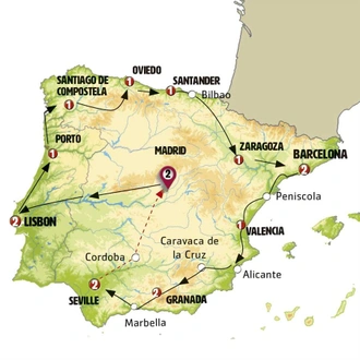 tourhub | Europamundo | Great Iberian Tour end Seville | Tour Map