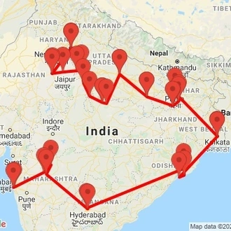 tourhub | Agora Voyages | Across the Heart of India | Tour Map