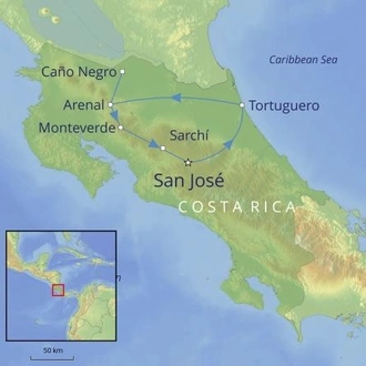 tourhub | Cox & Kings | Natural Splendours of Costa Rica | Tour Map