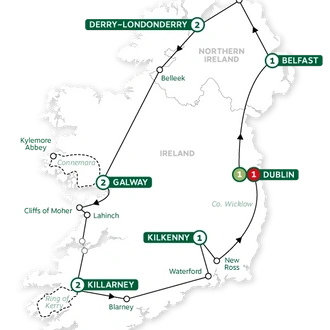 tourhub | Brendan Vacations | Irish Experience Summer 2024 | Tour Map