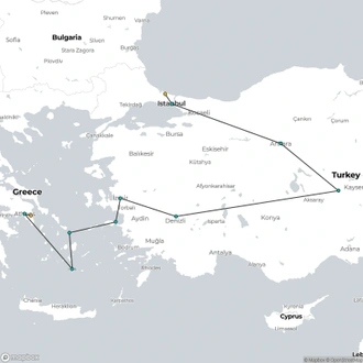 tourhub | ESKAPAS | Best of Turkey and Greece with Island Hopping | Tour Map