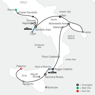 tourhub | Globus | Highlights of Sicily & Southern Italy | Tour Map
