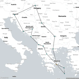 tourhub | Expat Explore Travel | Best Of The Balkans & Greek Islands | Tour Map