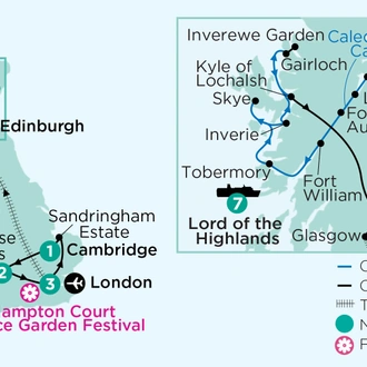 tourhub | APT | A Royal Passion for Gardens & the Lord of the Highlands  | Tour Map