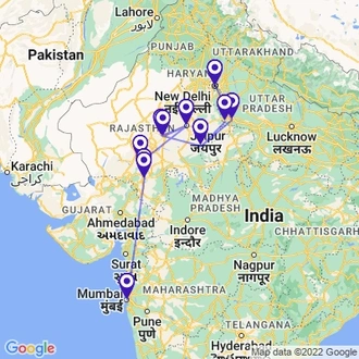 tourhub | UncleSam Holidays | Taj Mahal and India Wildlife Tour | Tour Map