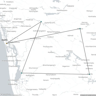 tourhub | Encounters Travel | Kerala Backwaters & Hillstations | Tour Map