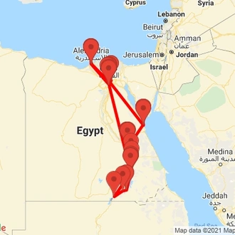 tourhub | Egypt Best Vacations | 21 Day Egypt Tour Package | Tour Map