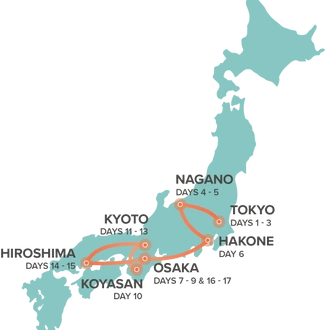 tourhub | Intro Travel | Japan Adventure 17 Day | Tour Map