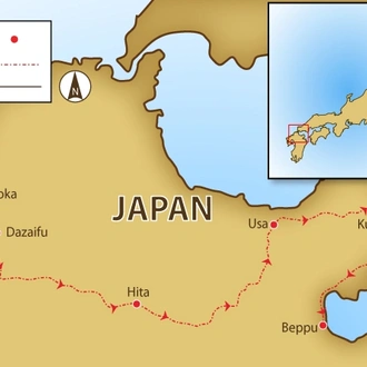 tourhub | SpiceRoads Cycling | Kyushu Onsen to Onsen | Tour Map