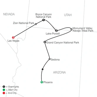 tourhub | Globus | Canyon Country Adventure | Tour Map