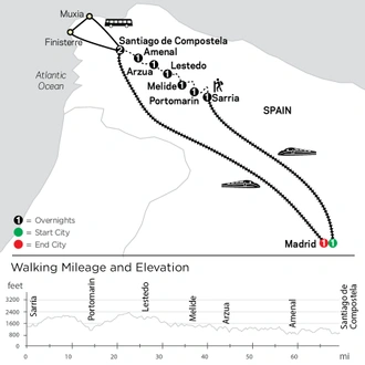 tourhub | Cosmos | The Camino, a Walking Journey for the Soul | Tour Map