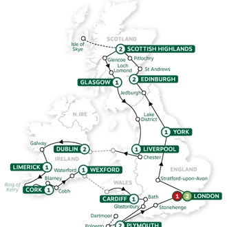 tourhub | Brendan Vacations | Britain and Ireland Panorama Summer 2024 | Tour Map
