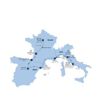 tourhub | Insight Vacations | Mediterranean Journey - Start Paris, Classic Group | Tour Map