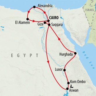 tourhub | On The Go Tours | Alexandria, Ancient Egypt & Red Sea with Cruise - 16 days | Tour Map