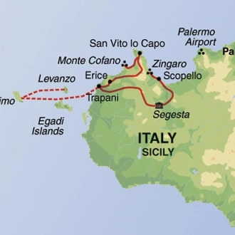 tourhub | Exodus | Secrets of Sicily Self-Guided Walk | Tour Map