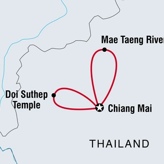 tourhub | Intrepid Travel | Chiang Mai Temples, Bikes & Whitewater Rafting  | Tour Map