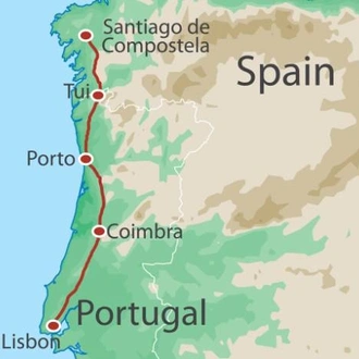 tourhub | UTracks | The Full Portuguese Way Cycle | Tour Map