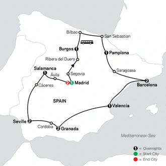 tourhub | Cosmos | Sensational Spain | Tour Map