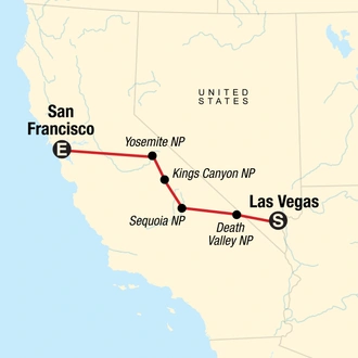 tourhub | G Adventures | Natural Highlights of California | Tour Map