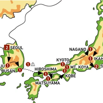tourhub | Europamundo | Lights Korea and Japan with Mount Fuji | Tour Map