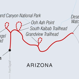 tourhub | Intrepid Travel | Hiking the Best of the Grand Canyon | Tour Map