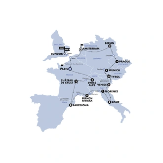 tourhub | Contiki | European Escapade | Standard | Start Paris | Summer 2026 | Tour Map