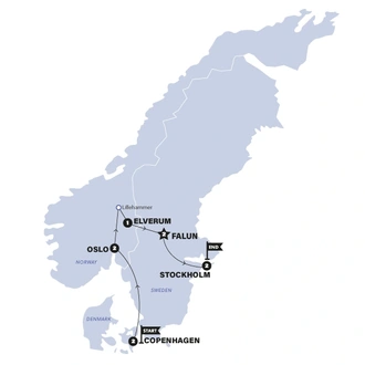 tourhub | Contiki | Scandinavia | Winter | 2024 - 2025 | Tour Map