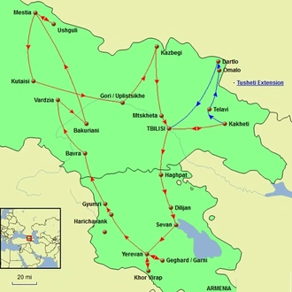 tourhub | Undiscovered Destinations | Georgia and Armenia Encompassed | Tour Map