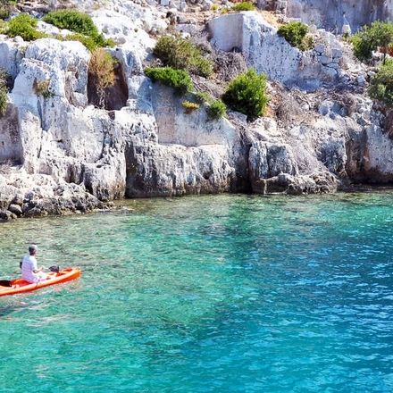 Kayaking in crystal clear water