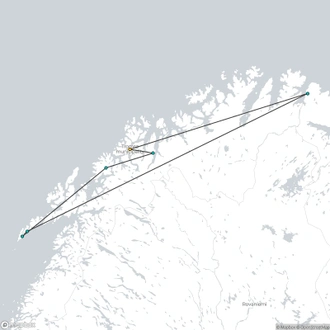 tourhub | HX Hurtigruten Expeditions | Ultimate Norway – Arctic Expedition under the Northern Lights | Tour Map