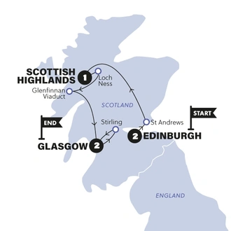 tourhub | Contiki | Scotland | Summer | 2024 | Tour Map