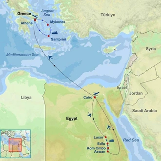 tourhub | Indus Travels | Ancient Egypt and Greece | Tour Map