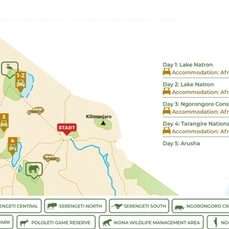 tourhub | Beach and Safari Holidays | Best of Natron & Ngorongoro Conservation Area | Tour Map