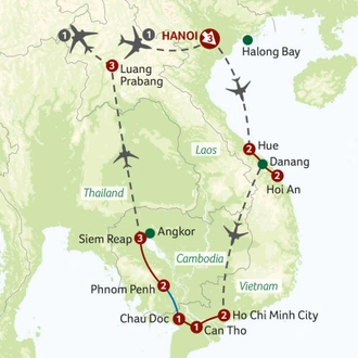 tourhub | Saga Holidays | Images of Vietnam, Cambodia and Laos | Tour Map