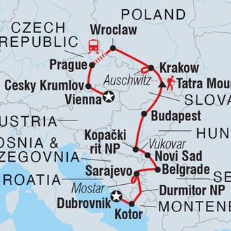 tourhub | Intrepid Travel | Vienna to Dubrovnik | Tour Map