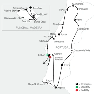 tourhub | Globus | Portugal in Depth with Madeira | Tour Map