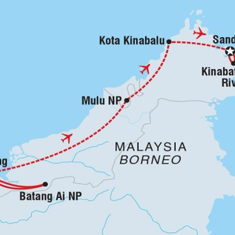 tourhub | Intrepid Travel | Premium Borneo in Depth | Tour Map