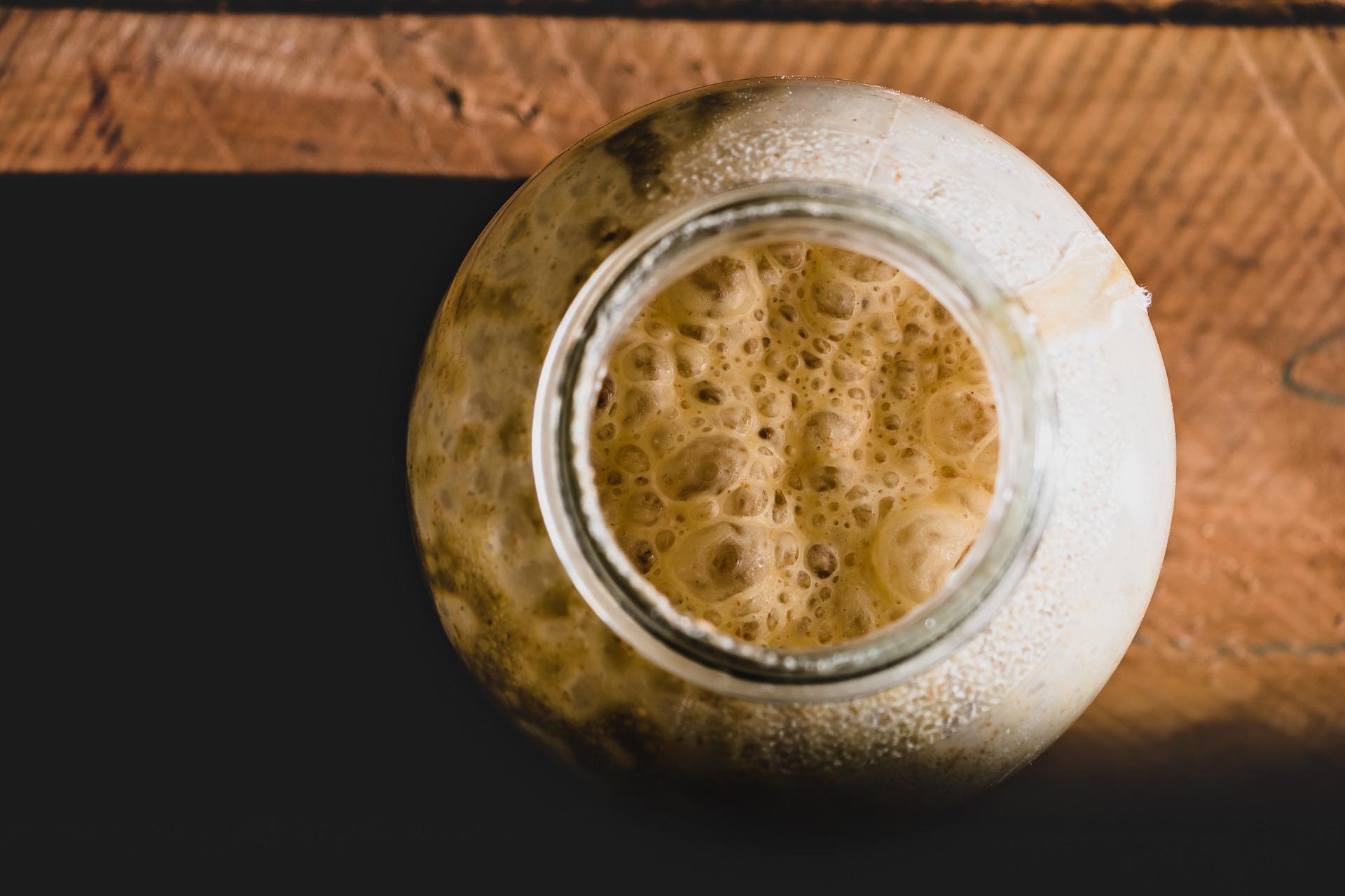 yeast fermentation process in a jar
