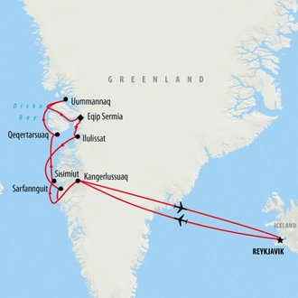 tourhub | On The Go Tours | Greenland Disko Bay Discovered 2023 - 8 Days | Tour Map