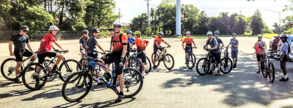 CHS Mountain Biking team on bikes